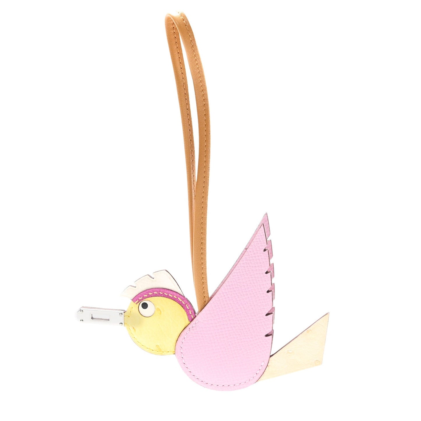 Hermes Ostrich Epsom Swift Birdy Bag Charm Mauve Sylvestre