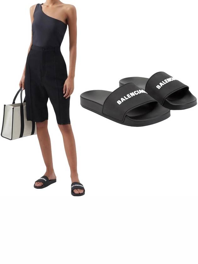 Luxury Balenciaga Trending 2026 Logo Slippers Black