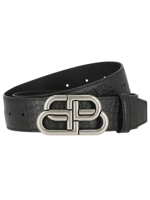 Luxury Balenciaga Trending 2026 BB Logo Buckle Belt Black