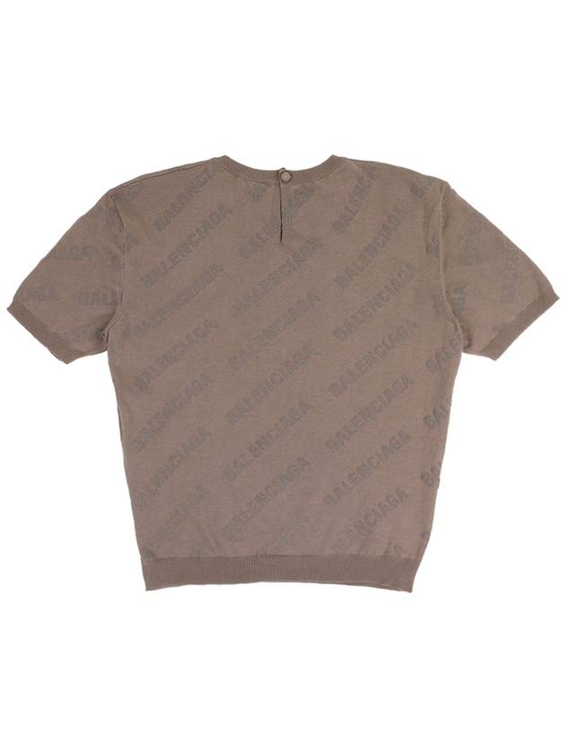 Luxury Balenciaga Trending 2026 Cotton Diagonal Logo Short Sleeve T-Shirt Brown