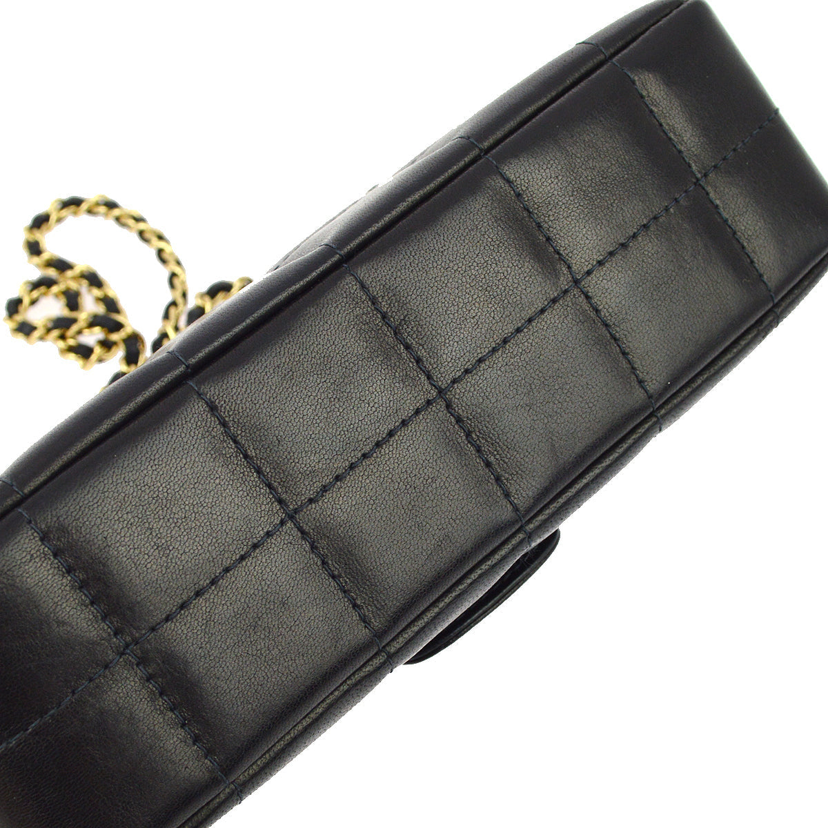 Chanel Black Lambskin Camellia Choco Bar Shoulder Bag