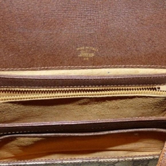 Gucci Envelope Leather Canvas Shoulder Bag