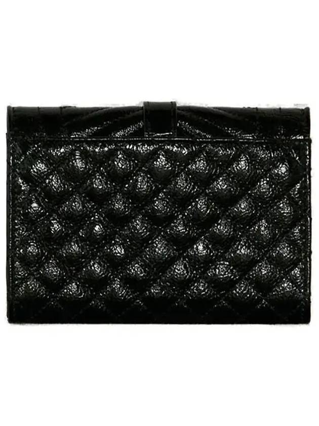 Luxury Saint Laurent Trending 2025 Matelasse Envelope Small Half Wallet Black
