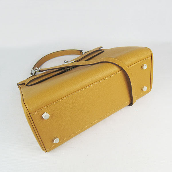 Luxury Hermes Kelly 32cm Togo Leather Handbag 6108 Yellow Silve