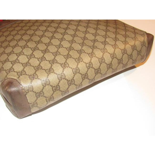 Gucci Vintage Leather And Large G Logo Print Coated Canvas In Shades Of Brown