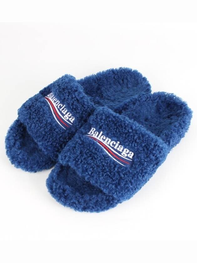 Luxury Balenciaga Trending 2026 fur slide sandals 40