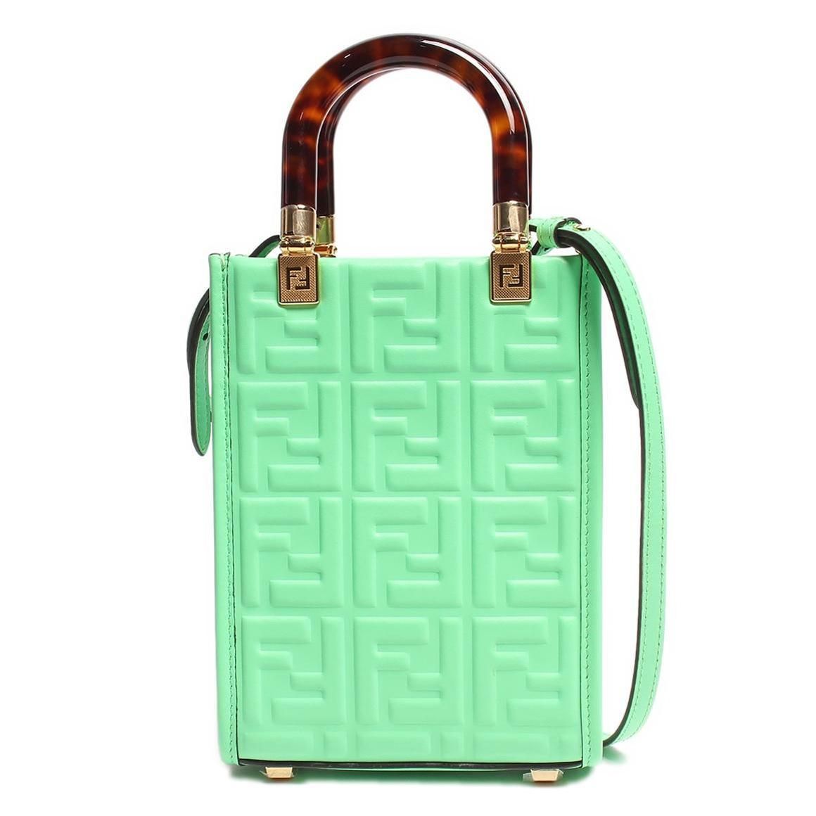 Fendi Zucca FF Top Handle Bag Small 2023 - Green Handle Bags IT5Z347KC7GQ