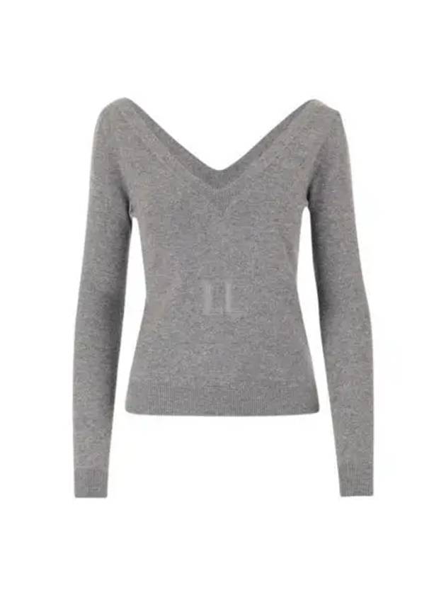 Luxury Saint Laurent Trending 2025 V-Neck Cashmere Knit Top Grey