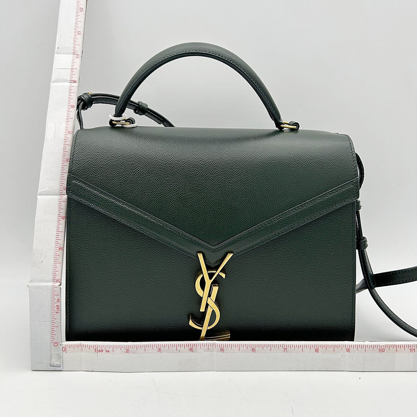 Yves Saint Laurent YSL Green Monogram Cassandra Leather Satchel Pony-style calfskin LA35162