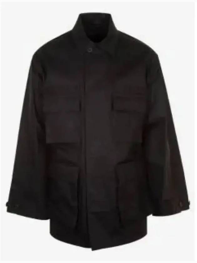 Luxury Balenciaga Trending 2026 Men's Cotton Drill Cargo Jacket Black