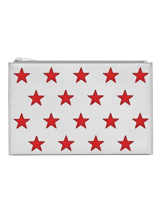 Luxury Saint Laurent Trending 2025 Red Star Point Clutch Bag Silver