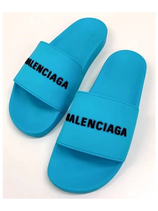 Luxury Balenciaga Trending 2026 Men's Logo Full Slippers Blue