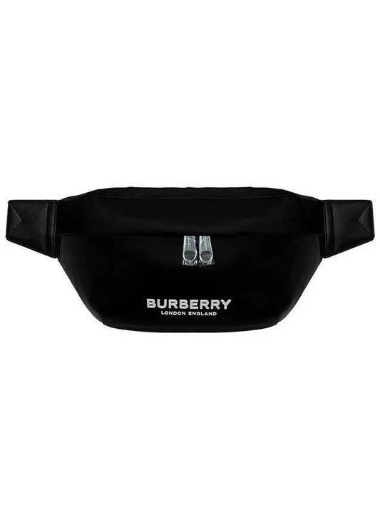 Luxury Burberry Logo Print Nylon Sonny Bum Belt Bag Black
