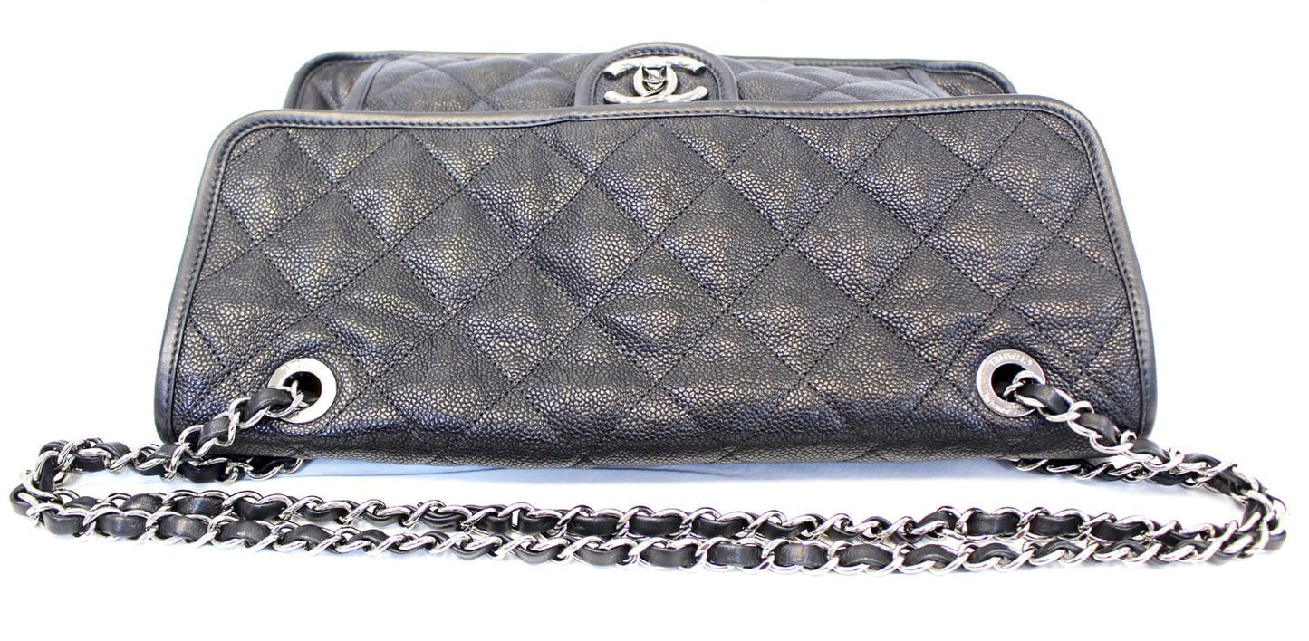 CHANEL  Flap Caviar Leather Shoulder Bag Black