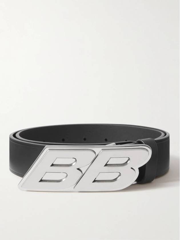 Luxury Balenciaga Trending 2026 Moto Logo Leather Belt Black