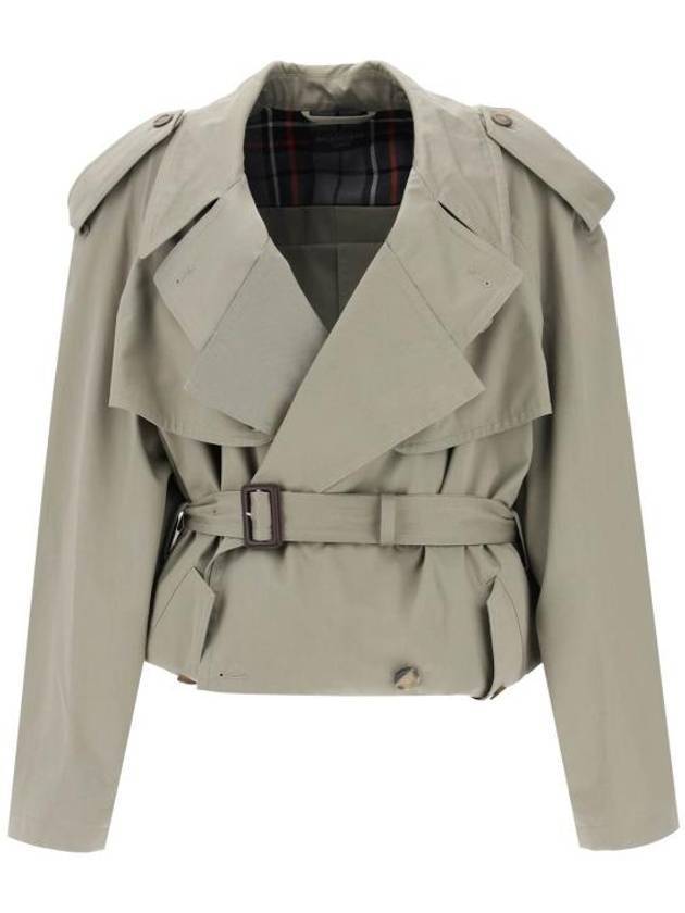 Luxury Balenciaga Trending 2026 Fold Cotton Twill Short Trench Coat Beige