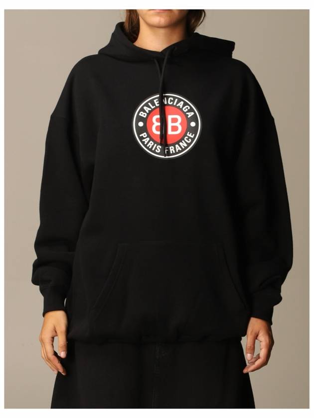 Luxury Balenciaga Trending 2026 BB Logo Round Print Hoodie Black