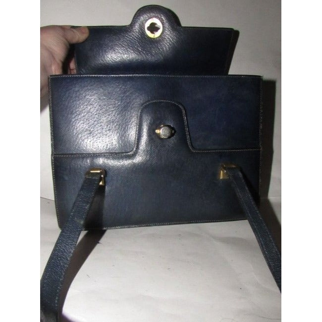 Gucci Vintage Pursesdesigner Purses Navy Blue Leather Satchel