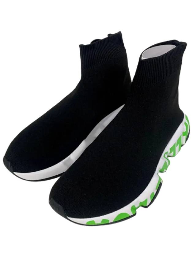 Luxury Balenciaga Trending 2026 Speed Midsole Graffiti Low Top Sneakers Fluo Green Black