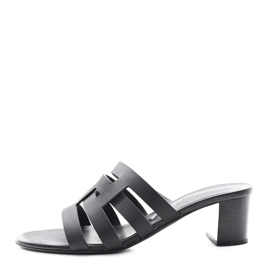 Hermes Calfskin Epsom Amica Sandals 39 Black