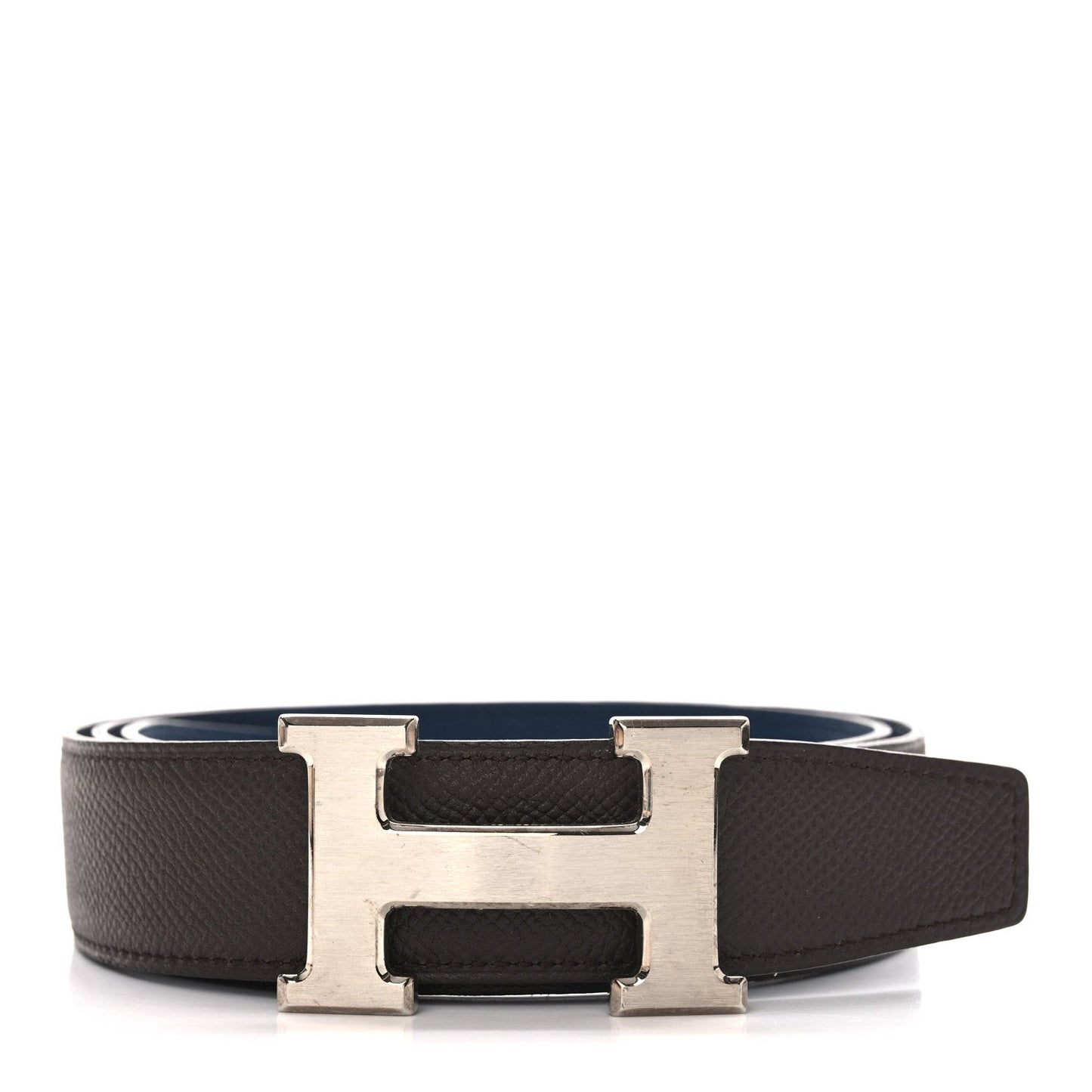 Hermes Epsom 32mm H Belt 90 36 Chocolate Bleu De Malte