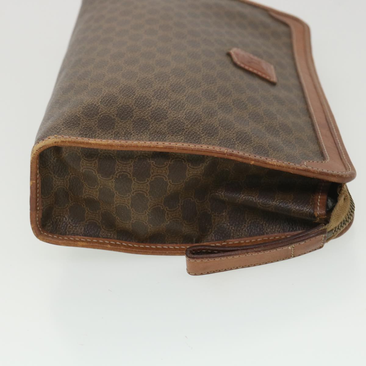 Luxury CELINE Macadam Canvas Clutch Bag PVC Leather Brown ac1846
