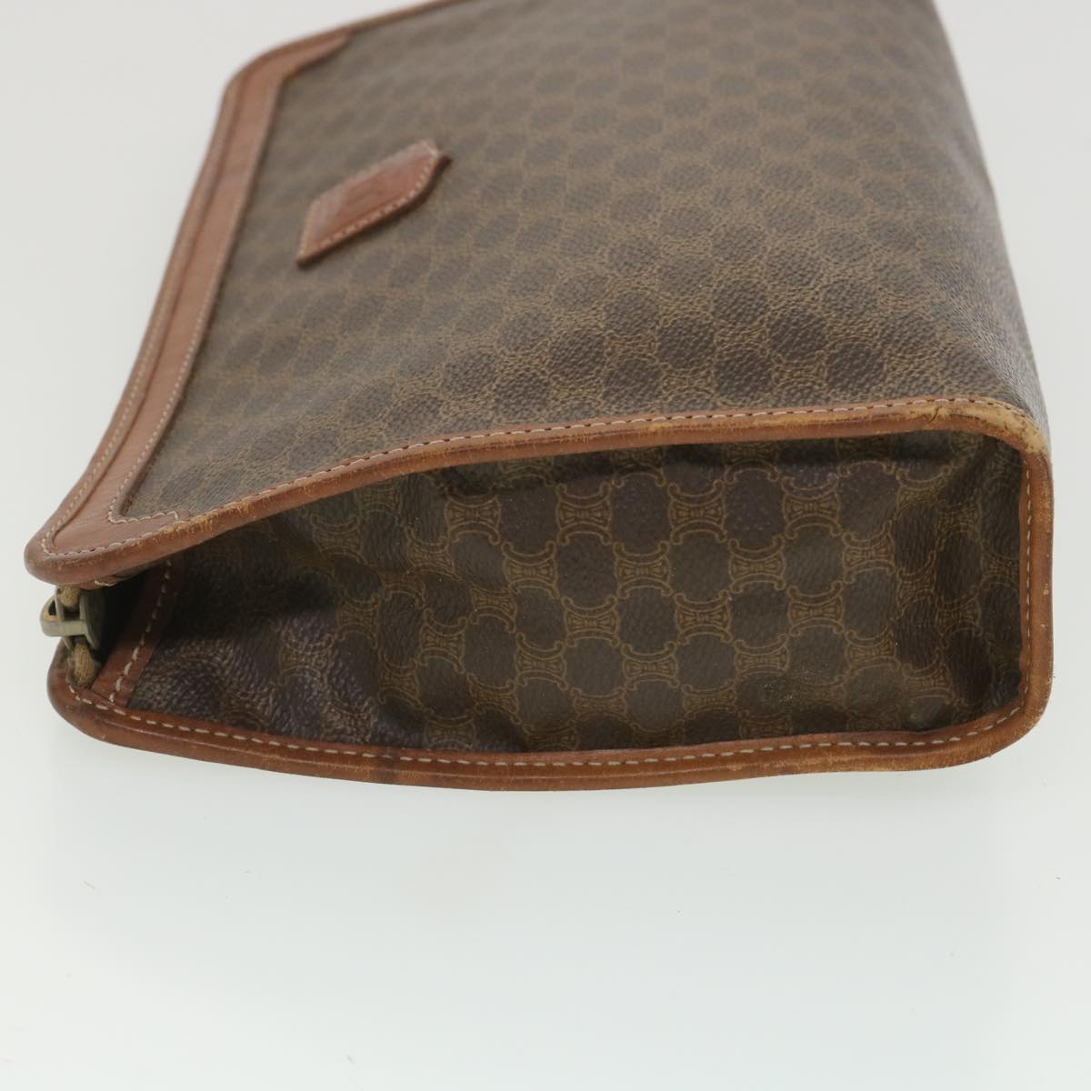 Luxury CELINE Macadam Canvas Clutch Bag PVC Leather Brown ac1846