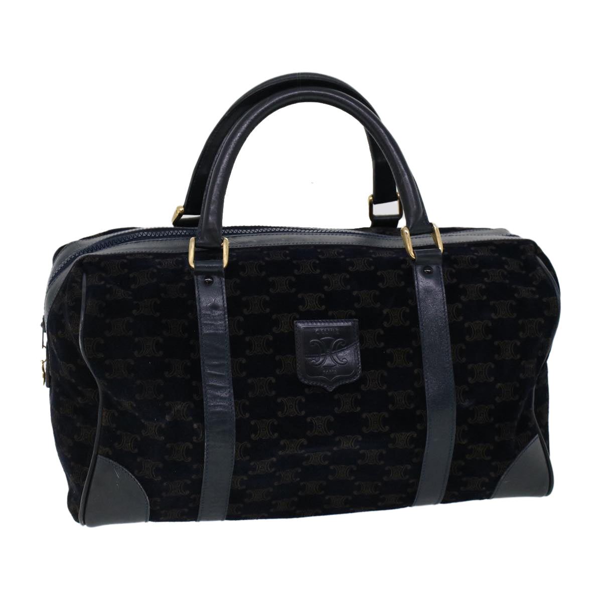 Luxury CELINE C Macadam Boston Bag Suede Leather Navy  ac2168