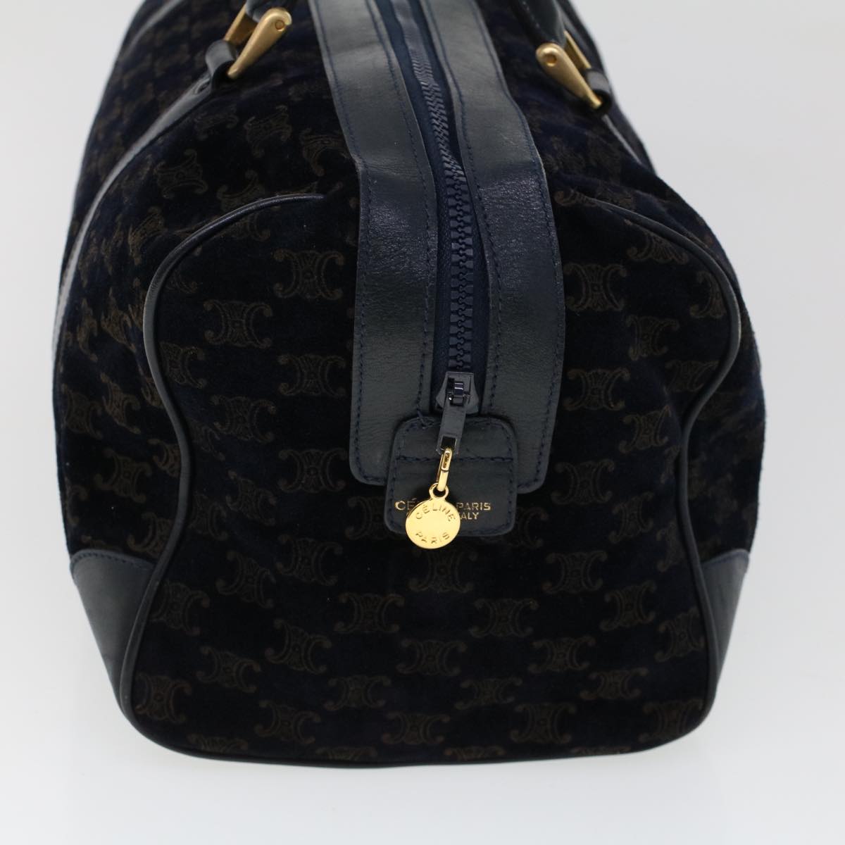 Luxury CELINE C Macadam Boston Bag Suede Leather Navy  ac2168