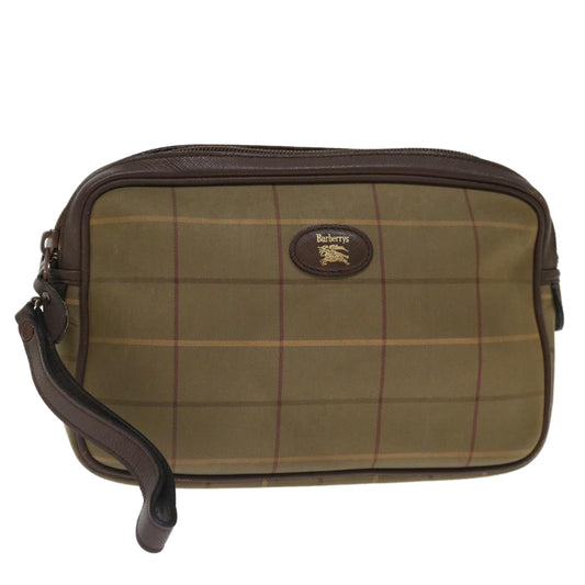 Luxury BurberrySs Nova Check Clutch Bag Canvas Beige Auth ac2857