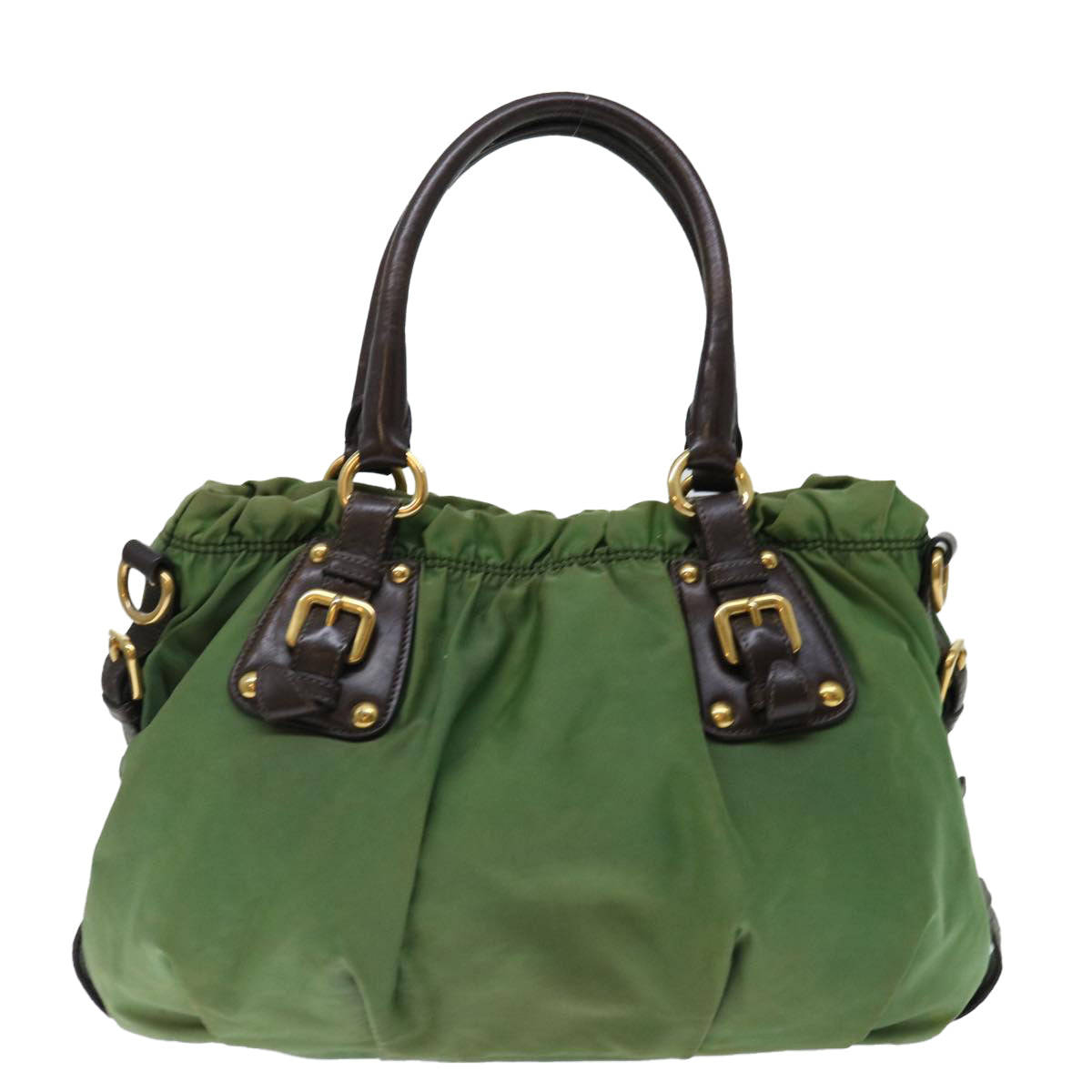 PRADA Tote Bag Nylon 2way Green Auth ac2859