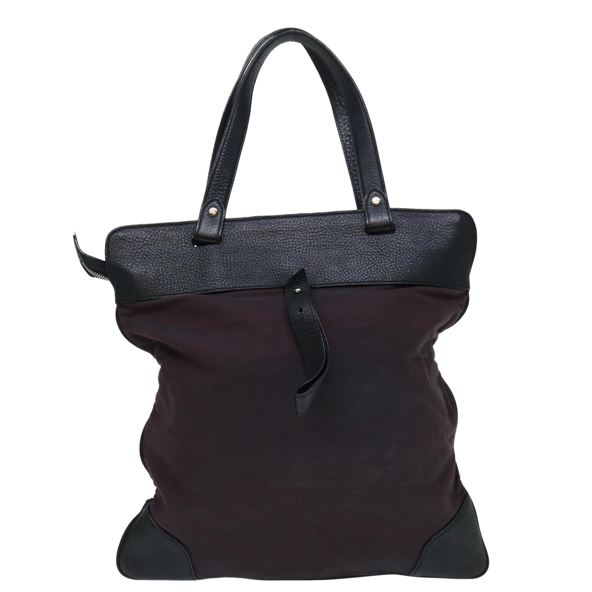 Luxury Burberry Tote Bag Canvas Bordeaux Black Auth ac2860