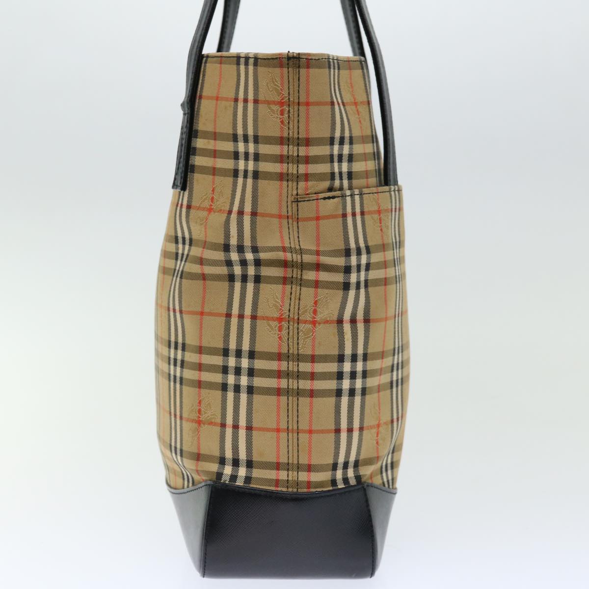 Luxury Burberry Nova Check Shoulder Bag Canvas Beige Black Auth ac2917