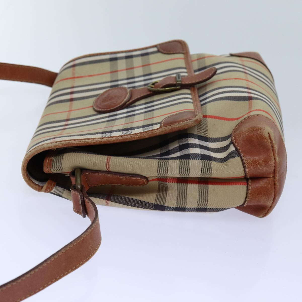 Luxury BurberrySs Nova Check Shoulder Bag Canvas Beige Auth ac2921