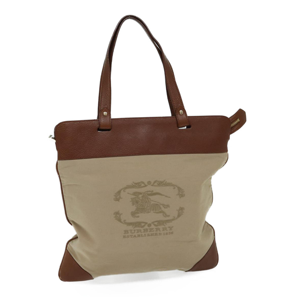 Luxury Burberry Tote Bag Canvas Beige Auth ac2929