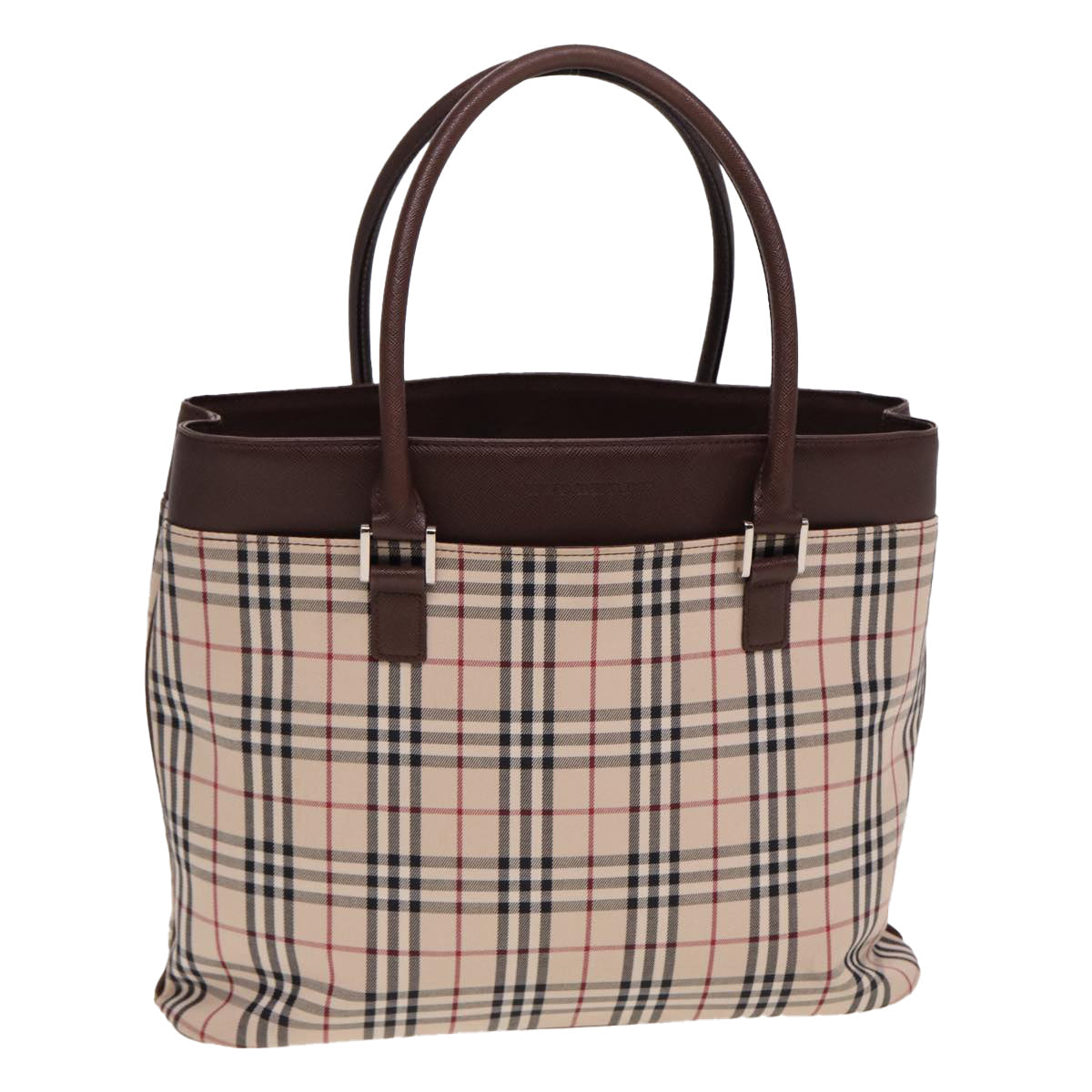 Luxury Burberry Nova Check Tote Bag Canvas Beige Auth ac3071