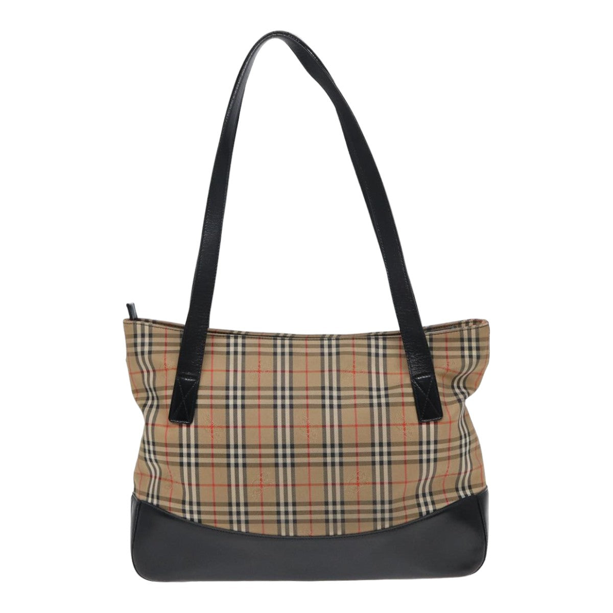 Luxury Burberry Nova Check Tote Bag Canvas Beige Black Auth ac3130