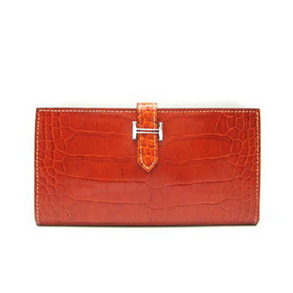 Luxury Hermes Wallet H1114 Ladies Crocodile Coffee