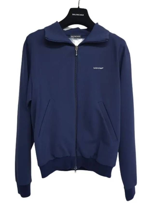 Luxury Balenciaga Trending 2026 Logo Zip-Up Jacket Navy