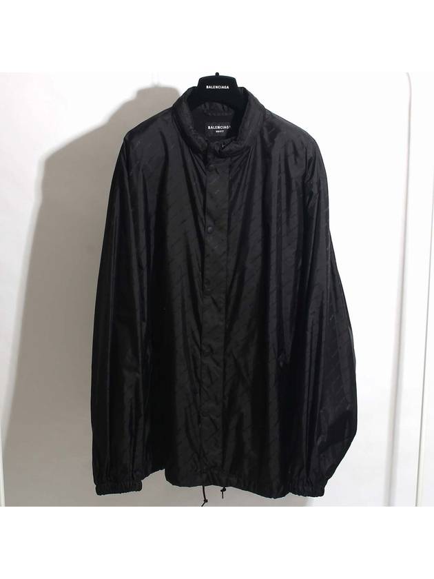 Luxury Balenciaga Trending 2026 Men's All-Over Logo Rain Jacket Black