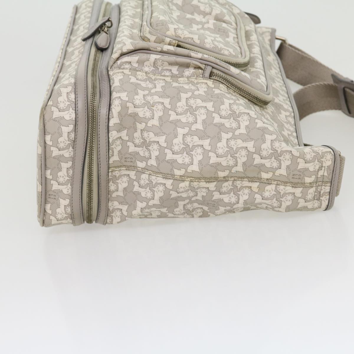 Luxury CELINE Salky Pattern Shoulder Bag Ai Tominaga PVC Leather Gray  ac919