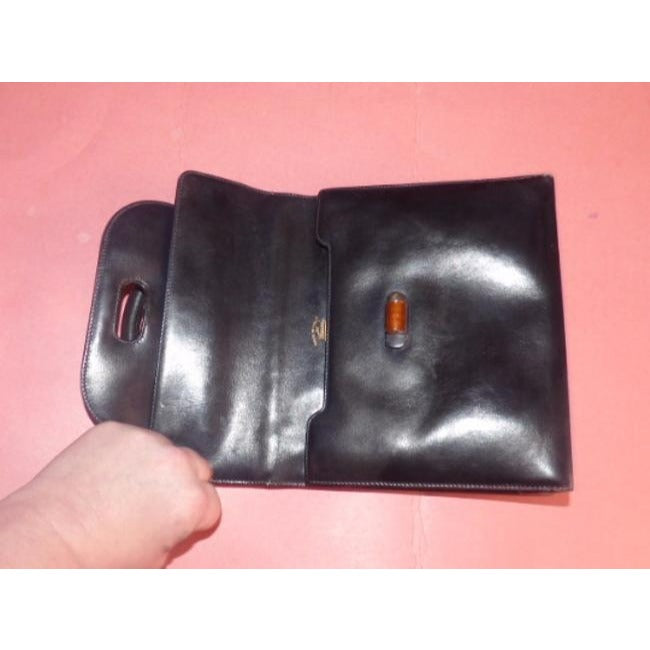 Gucci Vintage Pursesdesigner Purses Black With Tortoise Shell Lucite And Gold Accents Leather Satche