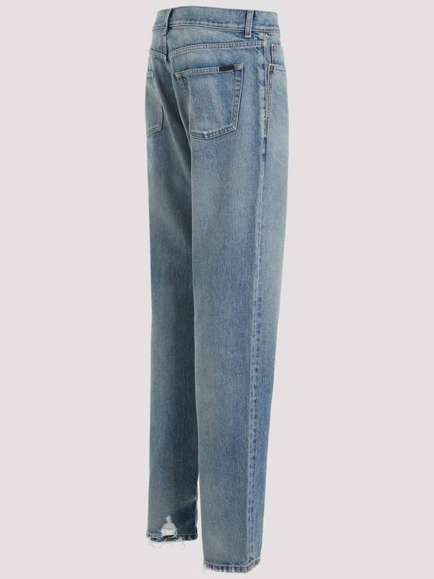 Luxury Saint Laurent Trending 2025 Cotton Straight Leg Jeans Blue