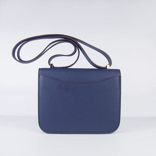 Luxury Hermes Constance Cowskin Leather Bag H017 dark blue gold