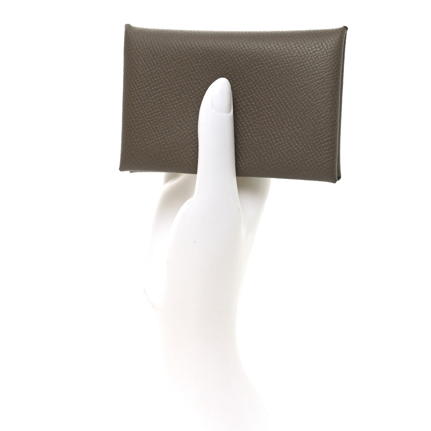 Hermes Epsom Horseshoe Calvi Card Case Etoupe Gris Misty
