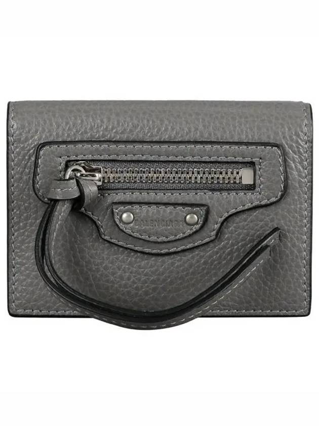 Luxury Balenciaga Trending 2026 Neo Classic Logo Tri-Fold Half Wallet Grey