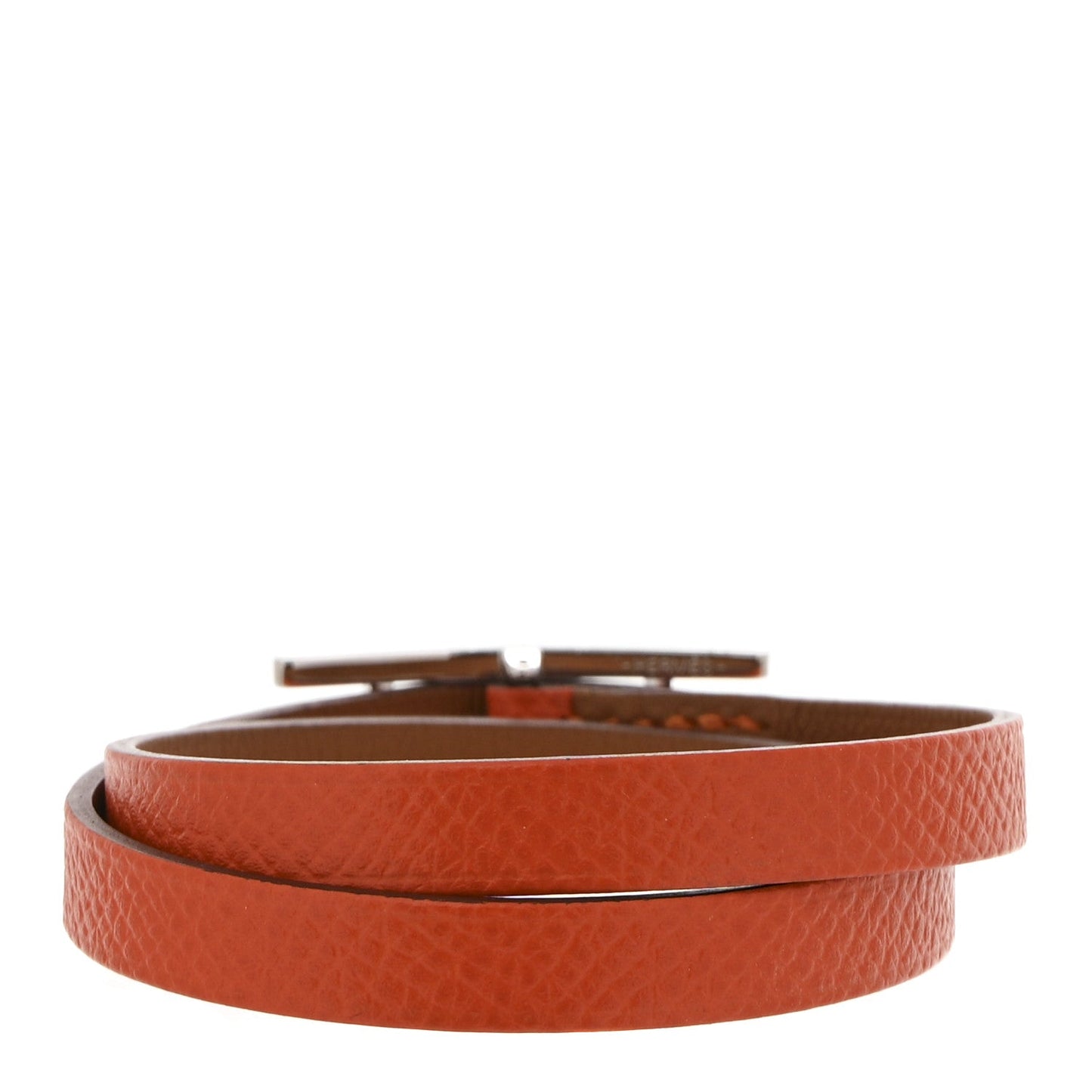 Hermes Epsom Swift Behapi Double Tour Reversible Bracelet XS Orange Gold