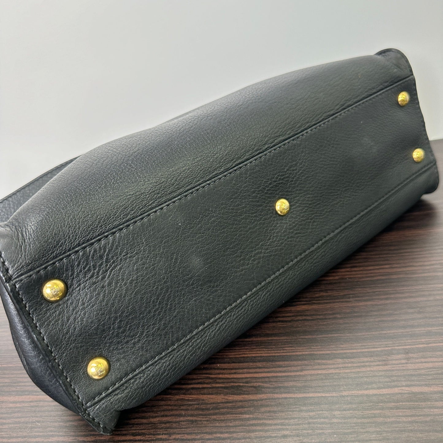 Fendi Black Leather Large Selleria Peekaboo Top Handle Bag Fendi LB107965