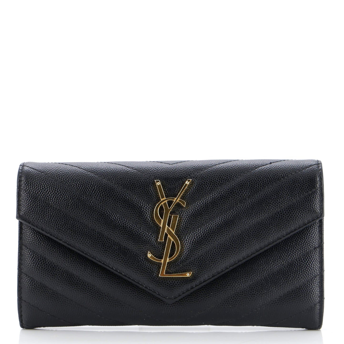 Luxury Saint Laurent Trending 2025 Classic Monogram Flap Wallet Matelasse Chevron Leather Large