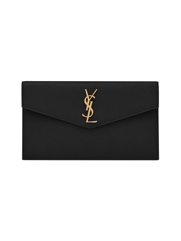 Luxury Saint Laurent Trending 2025 Uptown Grain de Poudre Embossed Leather Clutch Bag Black